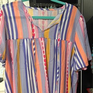 Colorful Striped Blouse 2XL